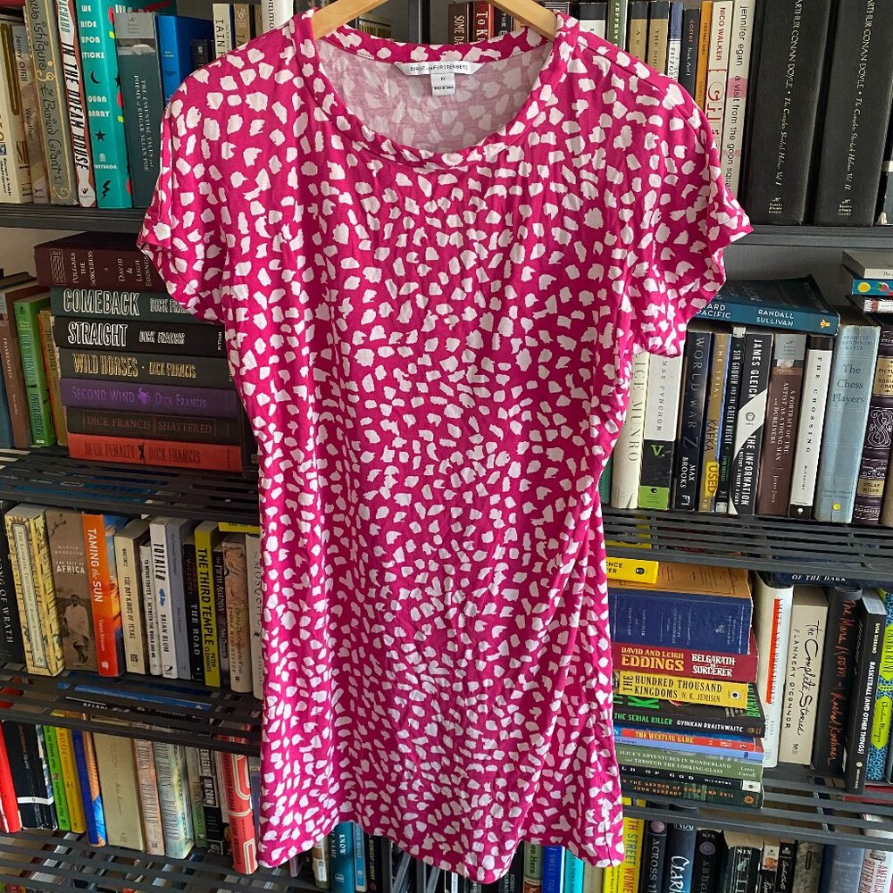 Diane von Furstenberg pink and white mini dress, size 10